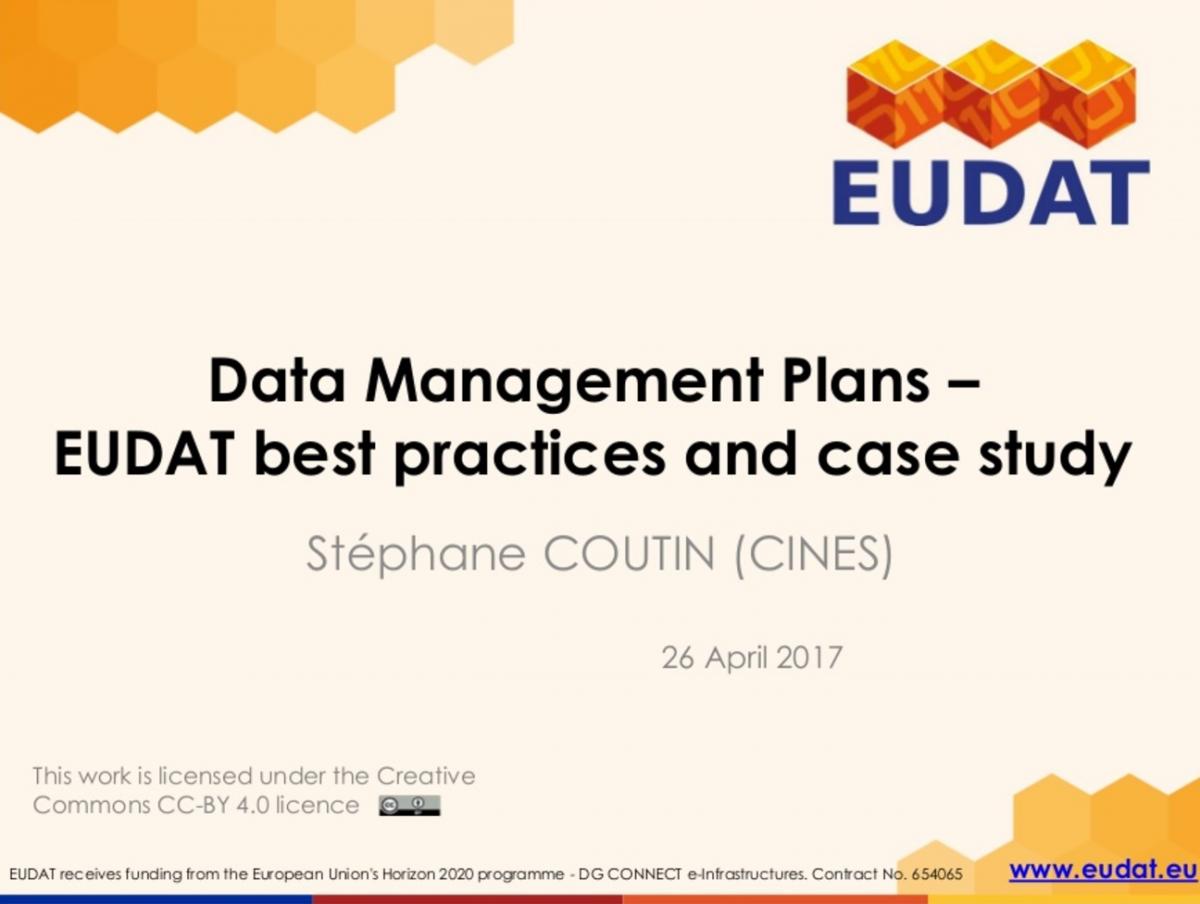 Data Management Plans EUDAT best practices and case study