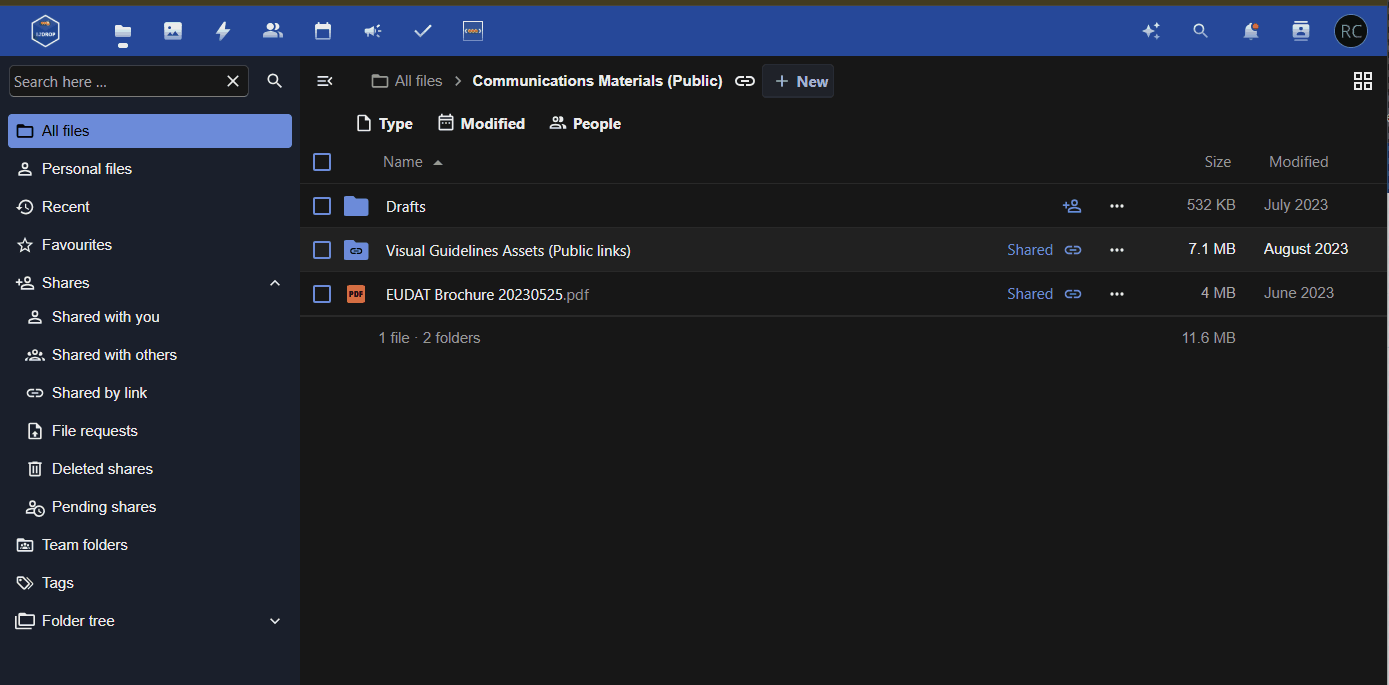 Upon uploading to B2DROP, you can directly share the research object via B2SHARE from within B2DROP